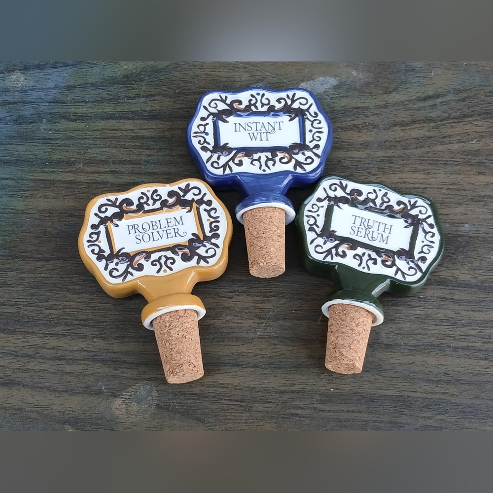 Unique Vintage Multicolor Witty Ceramic Bottle Stoppers